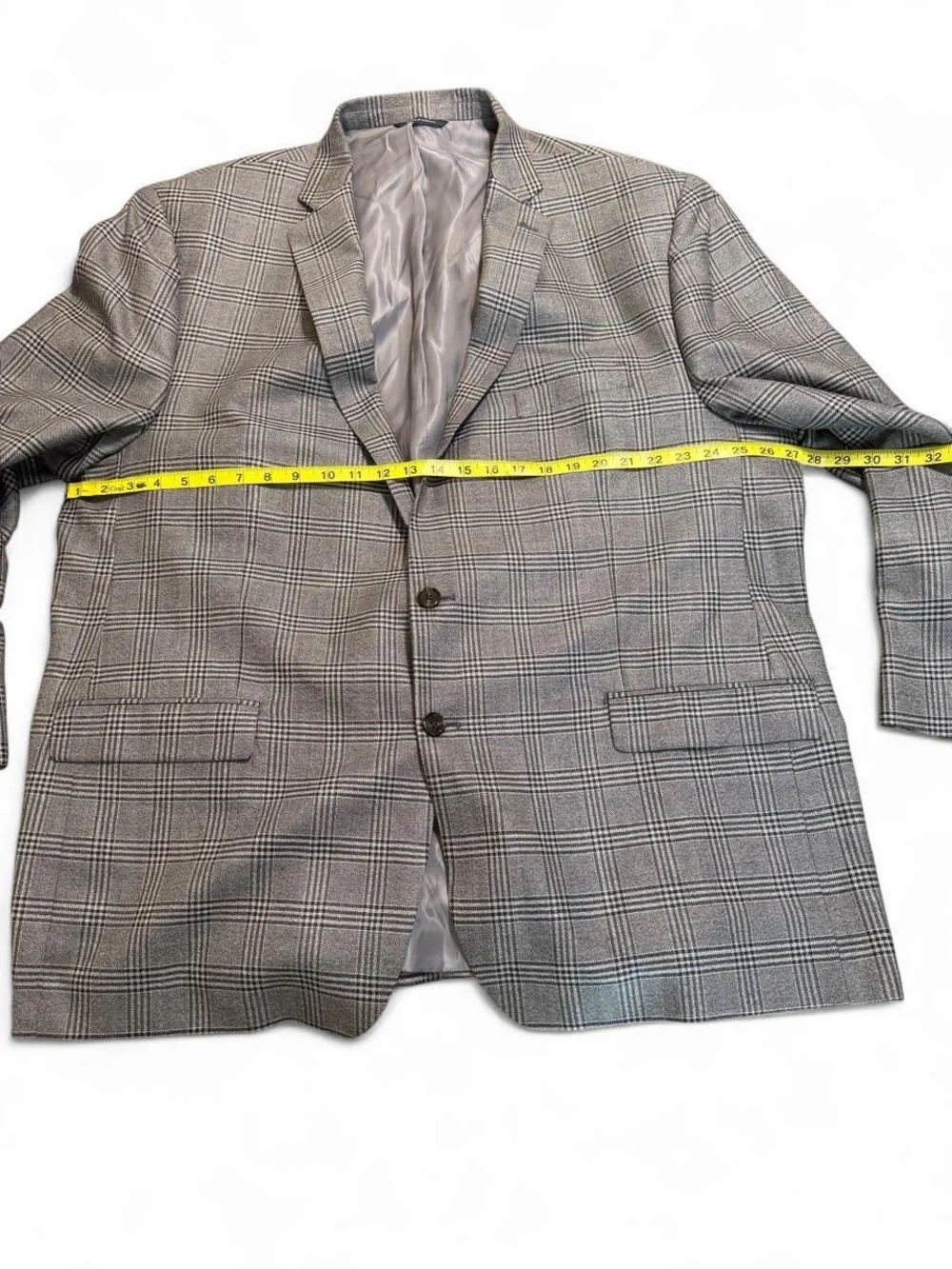 Ralph Lauren 54L Gray Glen Plaid Silk Wool Sport Coat Blazer Made in Canada